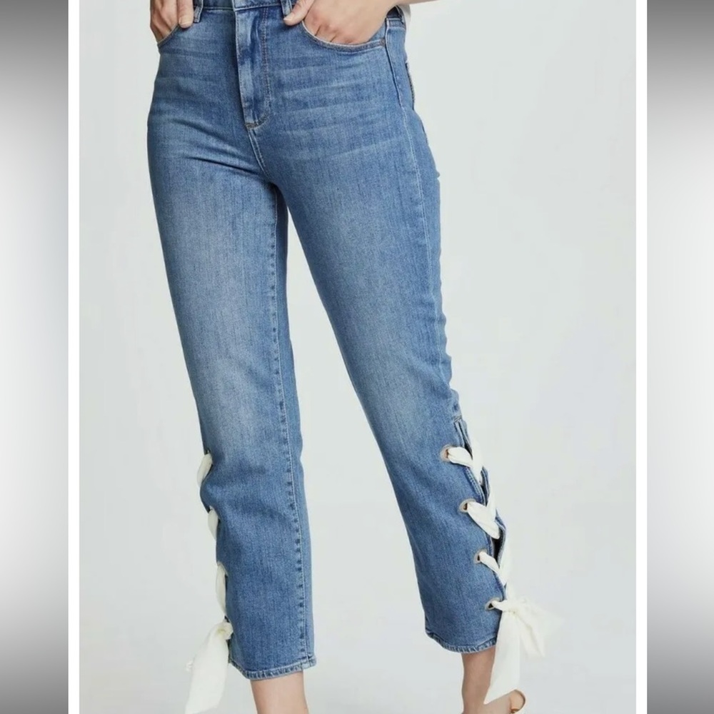 Paige Denim - Sarah High Rise straight leg Ribbon jeans